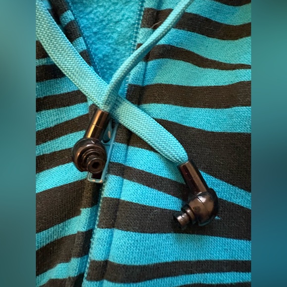 Striped Teal and Black Hoodie - Picture 6 of 7